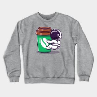 Cute Astronaut With Coffee Cup Crewneck Sweatshirt